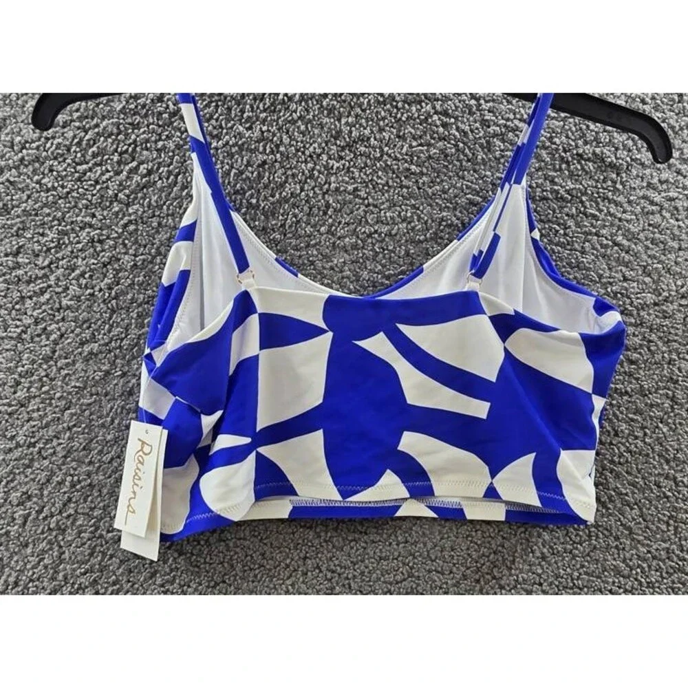 Raisins Aruba Printed Bikini Tank Top Juniors' XL Blue/White Scoop Neck Pullover